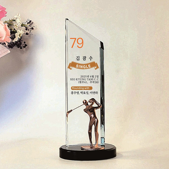 [좋은상패] 골프트로피 홀인원트로피 싱글트로피 홀인원패 골프이글패 골프싱글패 이글트로피 우승대회골프상패 골프상패 골프기념패 JSS502, 1개, 동색