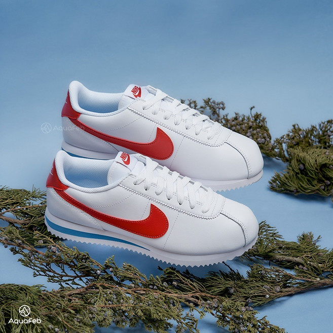 Nike Cortez 女 白紅藍 皮革 運動休閒鞋