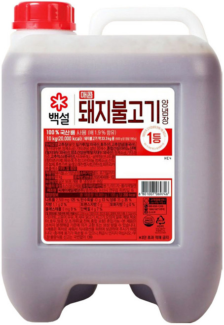 백설 매콤돼지불고기 양념장 10kg, 1개