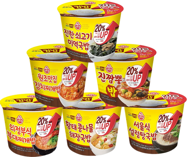 [안녕골목마켓] 컵밥6종세트_미역국밥 김치찌개밥 진짬뽕밥 부대찌개밥 황태해장국밥 설렁탕국밥, 1세트, 180g