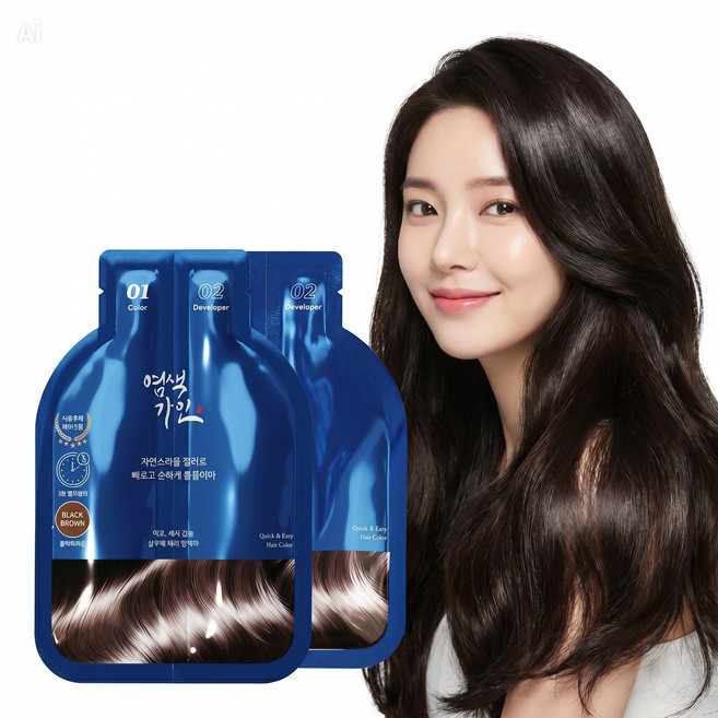 염색가인 흰머리 새치 커버 염색 샴푸 염색약 특허성분 3분 간편염색재 샴푸형, 15개, 블랙브라운