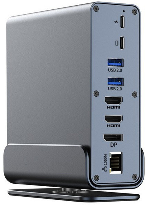 USB-C 도킹 스테이션 4K HD 버티컬 허브 트리플 모니터 RJ45 1000MUSB 3.02.0PD 3.0SDTF 맥 프로용 오디오 3.5 15 인 1, 그레이