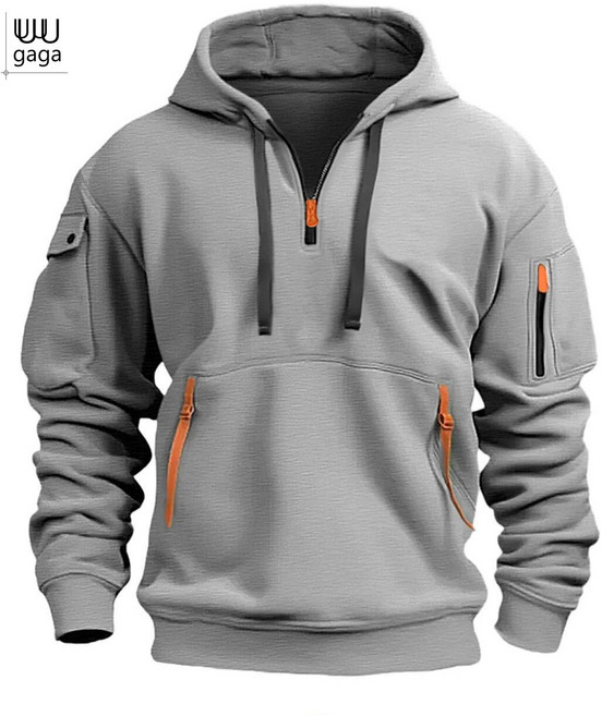 유유가가 남자 간절기 반집업 후드 맨투맨 참신한 지퍼디자인 부드러운 감촉 긴팔상의