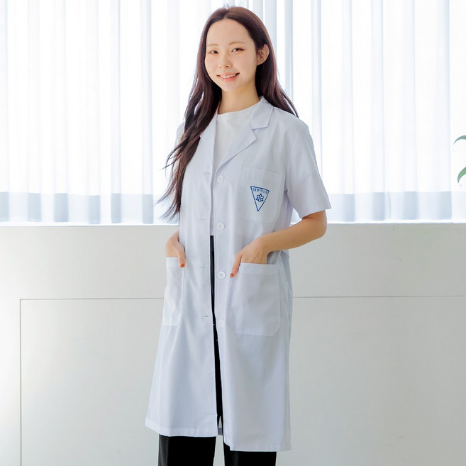 대한약사회 여자 약사가운 반팔 약국 약사옷 약사복 롱가운 30수