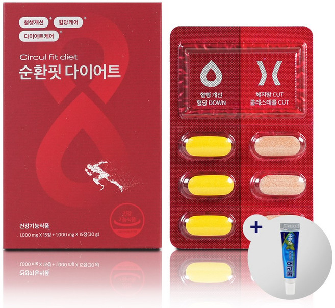 이츠스포츠 순환핏 다이어트 30정 + 여행용 미니치약 구성