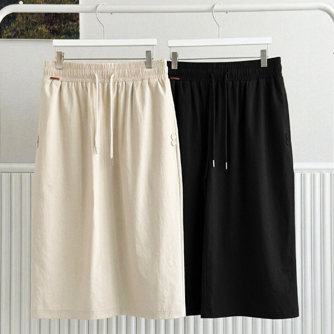 인디오 1+1 여성 아이스 밴딩 롱 스커트 편한 체형커버 7부 뒷트임 쿨링 빅사이즈 치마