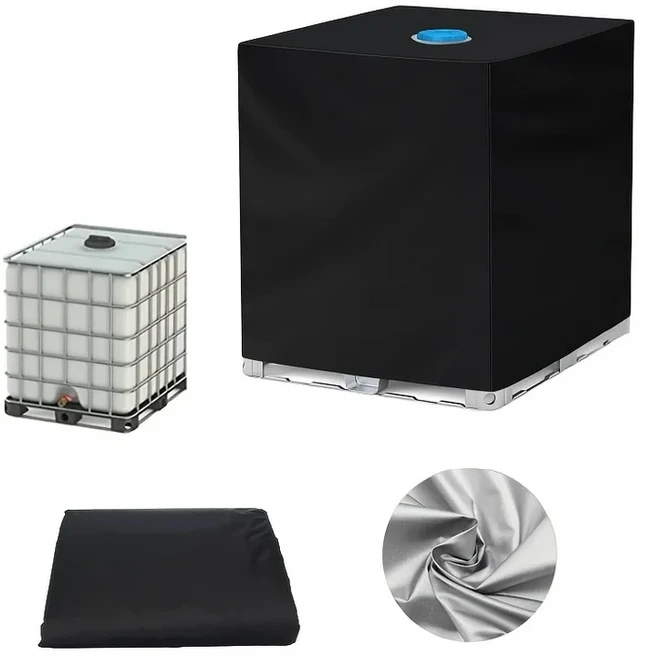IBC 토트 커버 1000L 정원 탱크용 275갤런 가드 야외용 튼튼한 폴리에스터 햇빛 가리개, 02 black