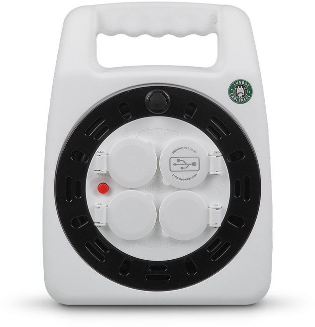 러그 캠핑용릴선 코드릴 3구 USB 2port 20미터 화이트블랙, 20m, 1개