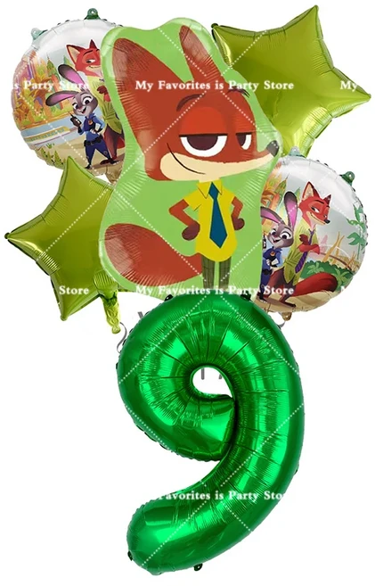 올스토어 주토피아 테마 호일 숫자 풍선 세트 애니메이션 영화 키즈 주디 토끼 파티 장식 크리스마스 품, 25 NO.9
