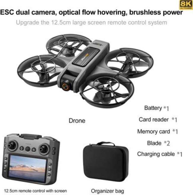 Xiaomi S156 Drone Professional 8K 카메라 5G WiFi FPV UAV 스크린 원격 제어 및 장애물 회피 Quadcopter 2025 New, 3)Black VR Dual 6K-1B, 1개