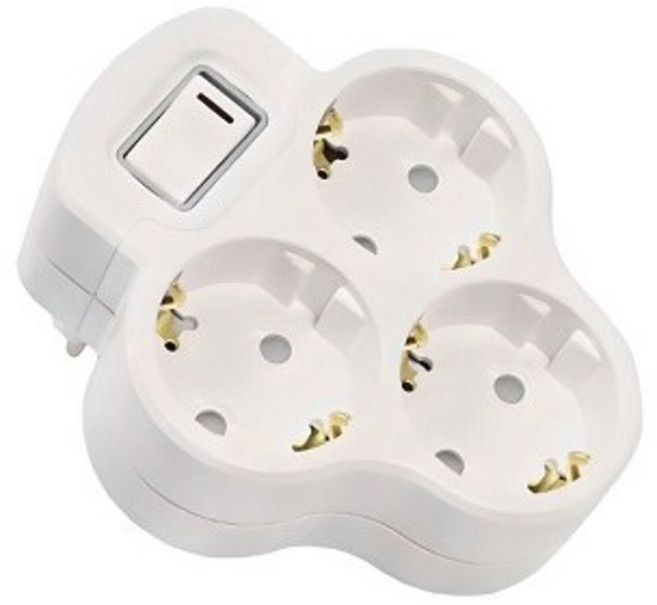 써보니 크로버형 스위치 멀티탭 16A 3구, WHITE, 1개