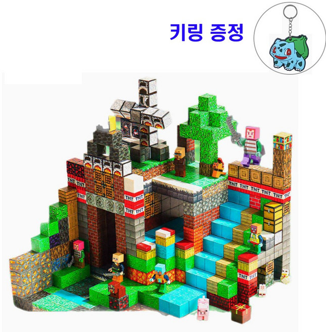 [ 특가! ] 자석블럭 피규어 캐릭터 세트, 자석블럭 100개 + 5개캐릭터, 1세트, 혼합색상