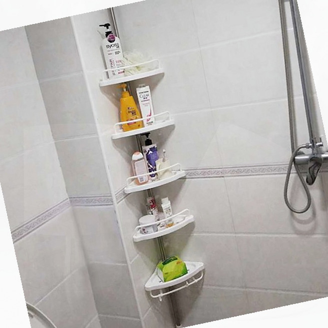욕실 코너선반 공간활용 수납장 틈새정리 각도조절, 1개, 5단욕실코너선반