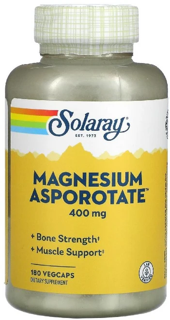 솔라레이 마그네슘 아스포로테이트 400mg 베지 캡슐 180정(캡슐 1정당 200mg), 1개, 180정 - 쿠팡