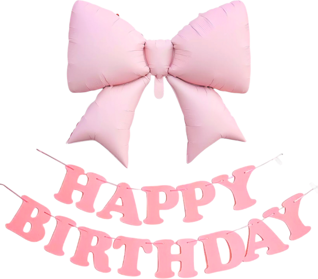 파티에진심인사람들 대형리본풍선+펠트가랜드 세트 생일파티 홈파티세트, 1개, 핑크