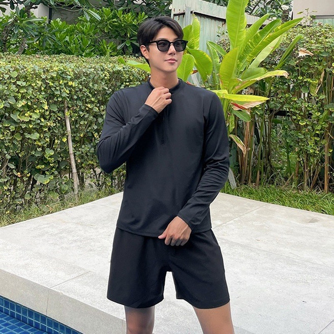 兩件式長袖水母衣 海邊防曬泳裝 衝浪服 溫泉度假泳裝
