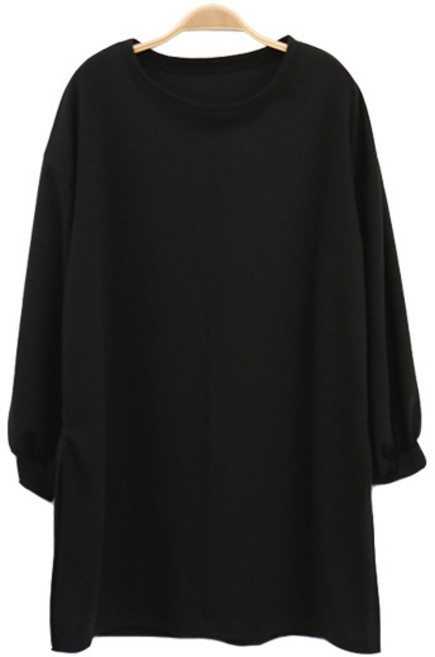 여성용 빅사이즈 오버핏 롱티 무지티 데일리룩 루즈핏 트임롱티