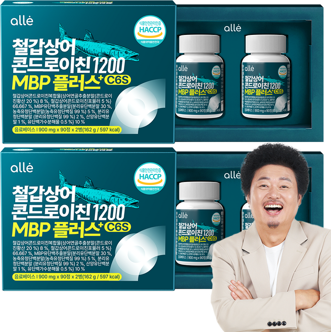 철갑상어 연골 콘드로이친 1200 MBP c6s 저분자 식약청 HACCP 알레, 2개, 180정