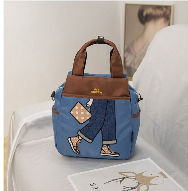 尼龍防水三用女包 輕便耐磨大容量日常斜背包, 寶藍色,長26寬14高25