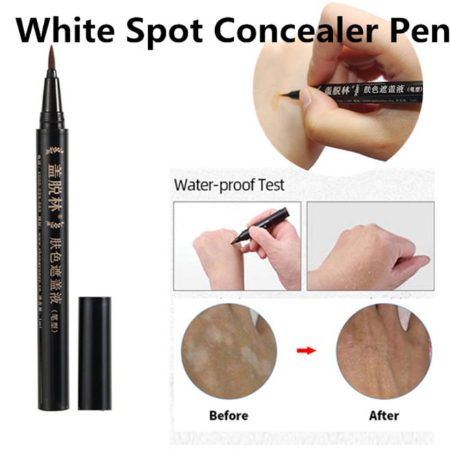 컨실러 천연 백반증 흉터 커버 펜 방수 오래 지속되는 외부 사용 문신 액체 여성 남성 1PC, 1