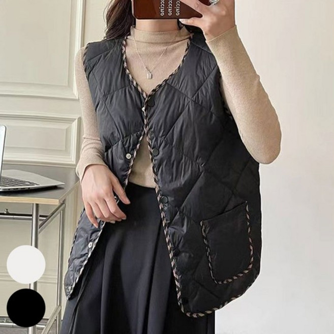 다이아 누빔 경량 조끼 312J861S 빅사이즈 여성