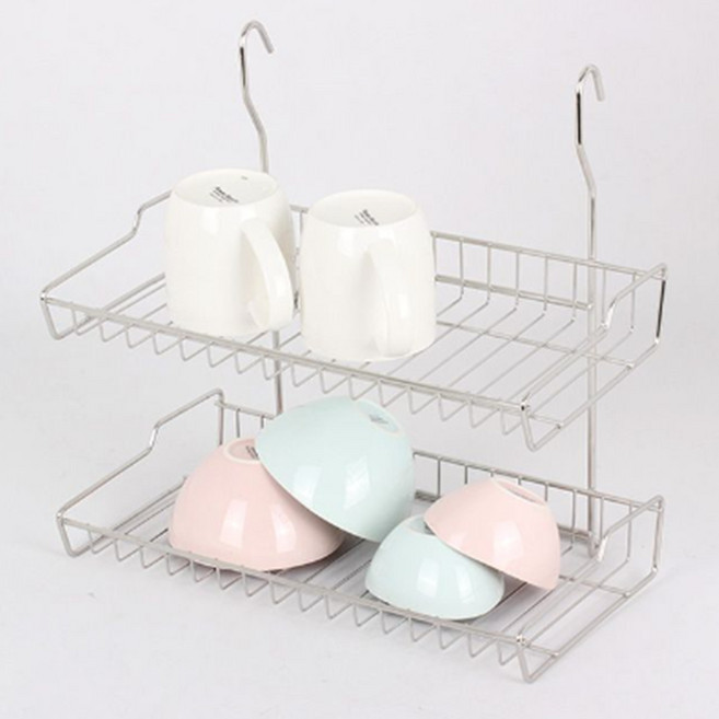 행거 레일 선반 걸이형 다용도 주방 싱크대 랙 2단 걸이 컵 그릇 선반