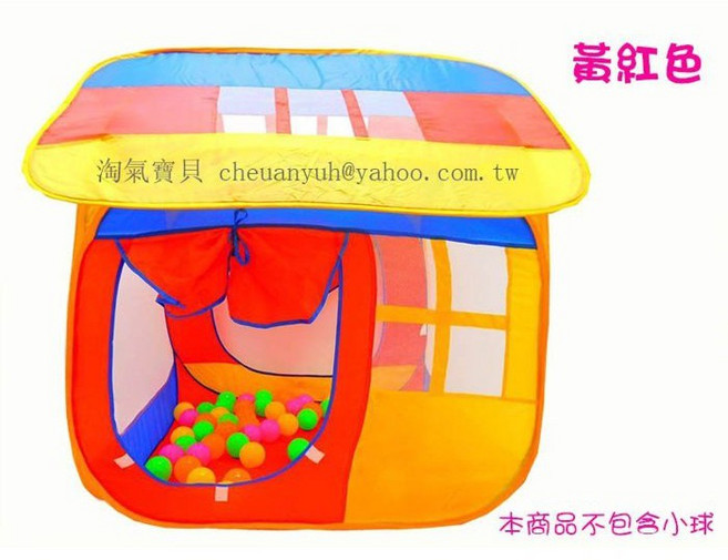 淘氣寶貝 折疊兒童帳篷遊戲屋 室內外多功能遊戲帳篷 兒童球池玩具屋 111x107x104cm, 紅藍色, 1個