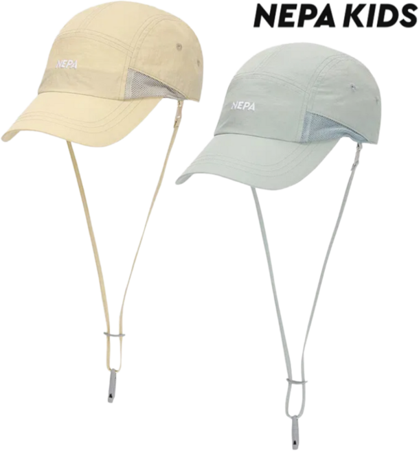 [정상가: 49 000원] 네파키즈 남아 여아 공용 캠프캡 캡 모자 경량 탈부착 가능 턱끈 뒷부분 스트링 조절 쿨맥스 땀받이 모자 간절기 일상 등교 등원 학교 학원 초등학생 소풍