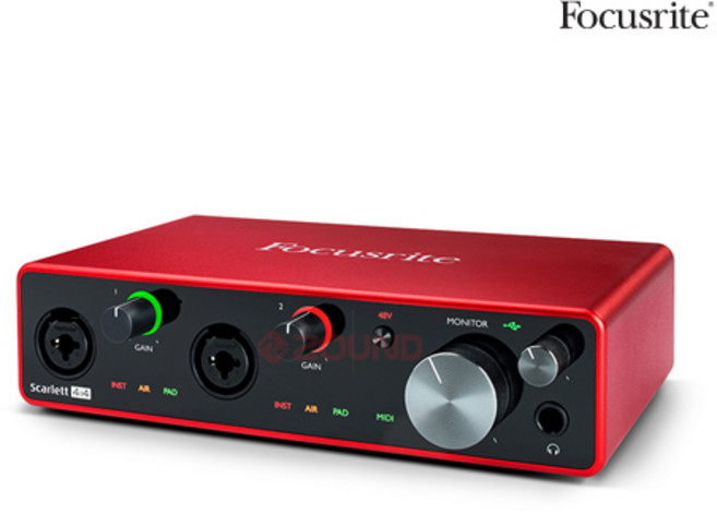 포커스라이트 스칼렛 4i4 3G - 3세대 USB-C 오디오 인터페이스, 스칼렛 4i4 3세대+케이블+총알잭+한글설명서