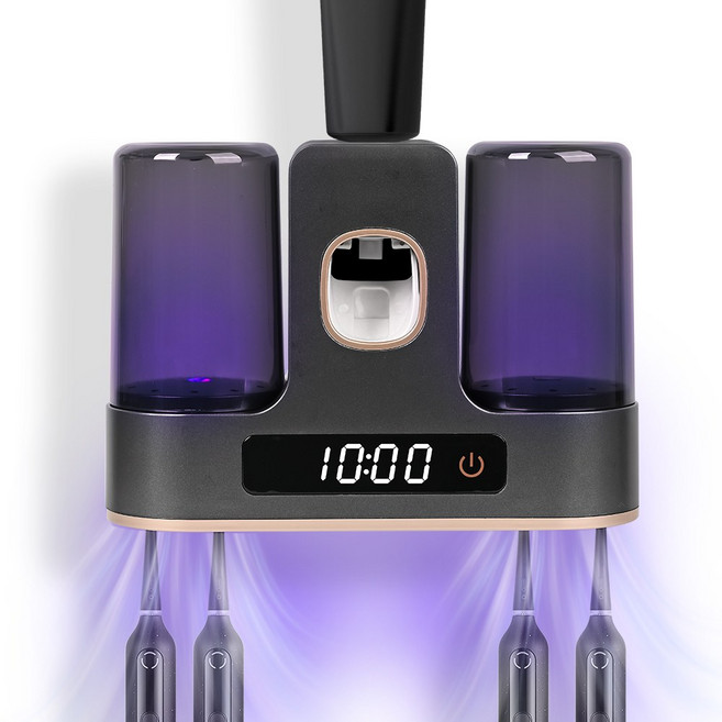 LOMESO 가정용 칫솔살균기 스마트 LED 무선 자외선 칫솔 건조살균기, 블랙