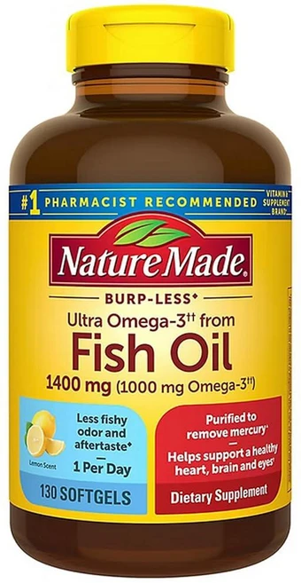 네이처메이드 피쉬 오일 1200mg 소프트젤 100정 135793, 130 Count (Pack of 1), 1개 - 쿠팡