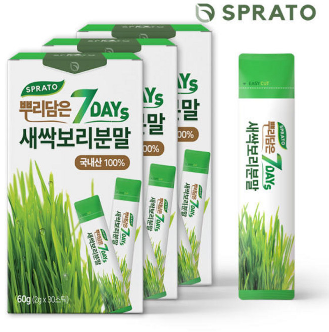 스프라토 뿌리담은 7days 새싹보리 분말, 3개, 60g