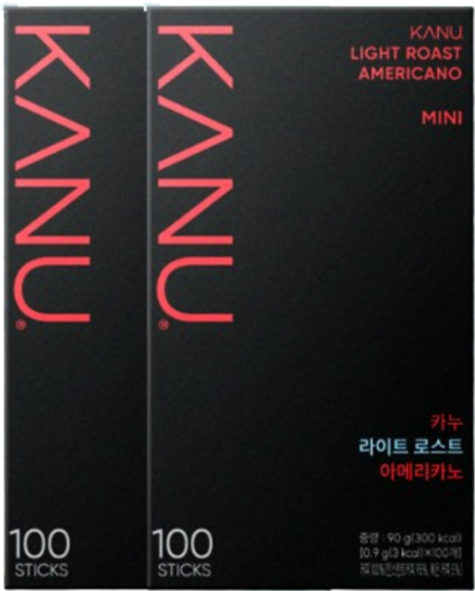 카누 미니 라이트로스트 아메리카노 100개입 2박스, 0.9g, 100 STICKS