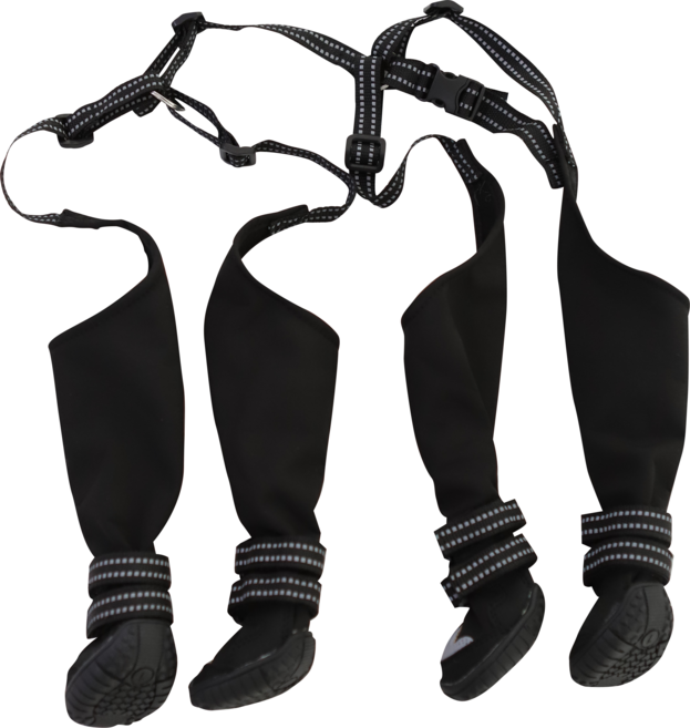 시즌3 강아지 논오프 일체형 신발 레인부츠, 1개, 블랙