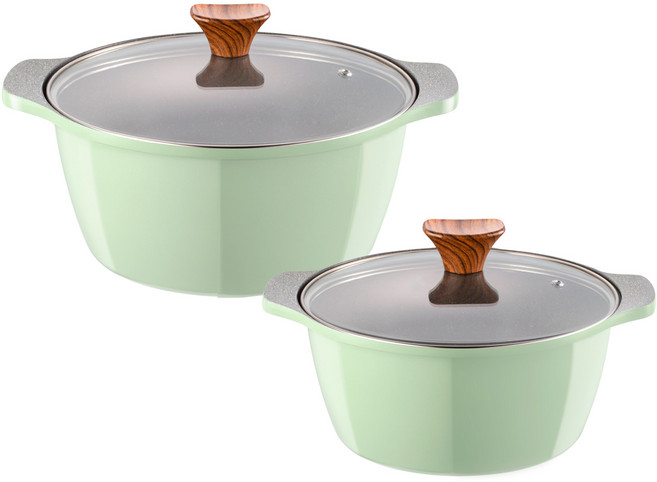 캡스톤 글램레트로 양수 냄비 2종세트 20+24 / 가스용 / 안전 포장, 1세트, 20+24 가스용, 올리브