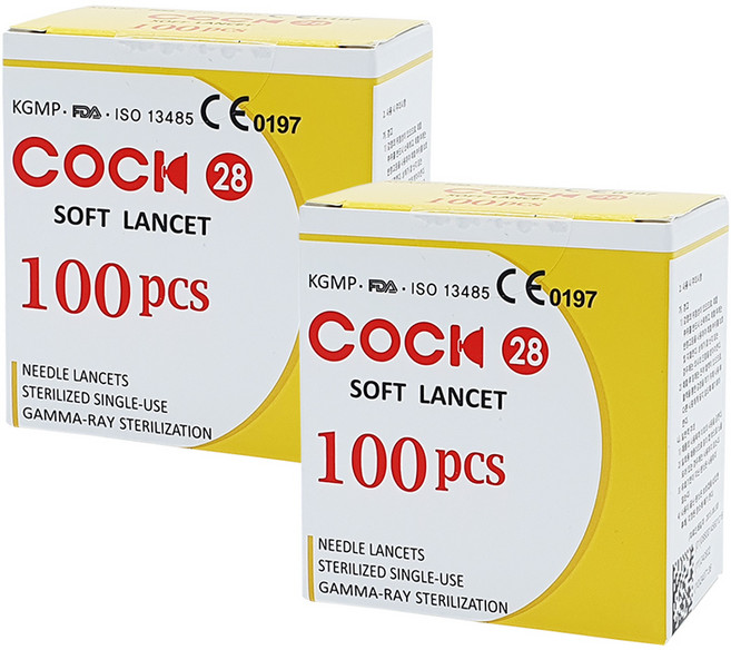 신원메디 신원 Cook 소프트란셋 28G 100pcs 채혈침 사혈침, 2개, 100개입