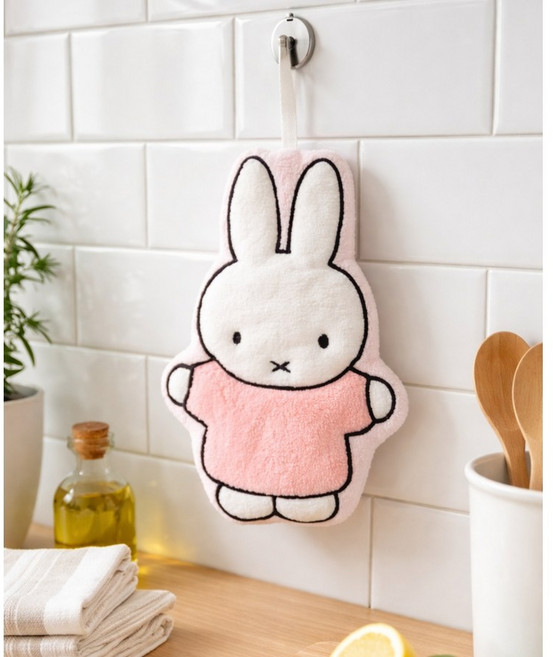 모던시스터즈 귀여운 토끼 캐릭터 핸드타올 인테리어 소품 욕실 주방 고리 수건, 1.래빗, 1개