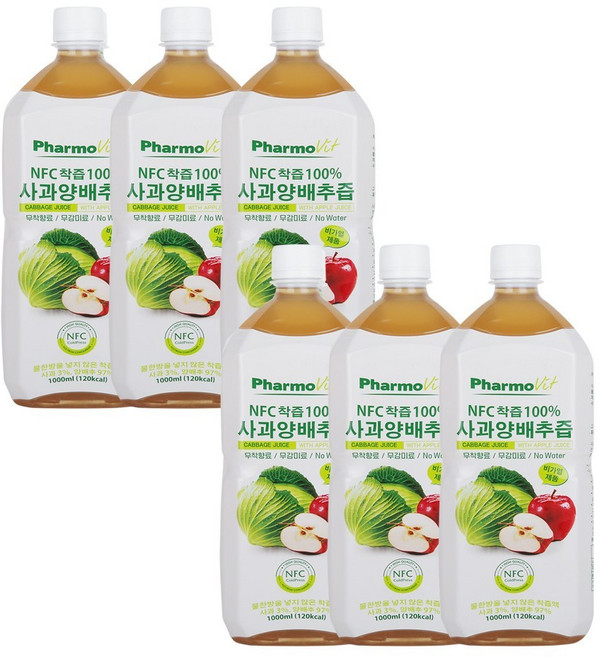파모빗 저온 착즙 사과양배추즙 1000ml, 1L, 6개