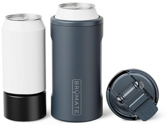 BrüMate Hopsulator Trio 3-in-1 단열 캔 쿨러 354.9ml12온스 / 473.2ml16온스 캔용 + 뚜껑이 있는 100% 누출 방지 텀블러 | 맥주