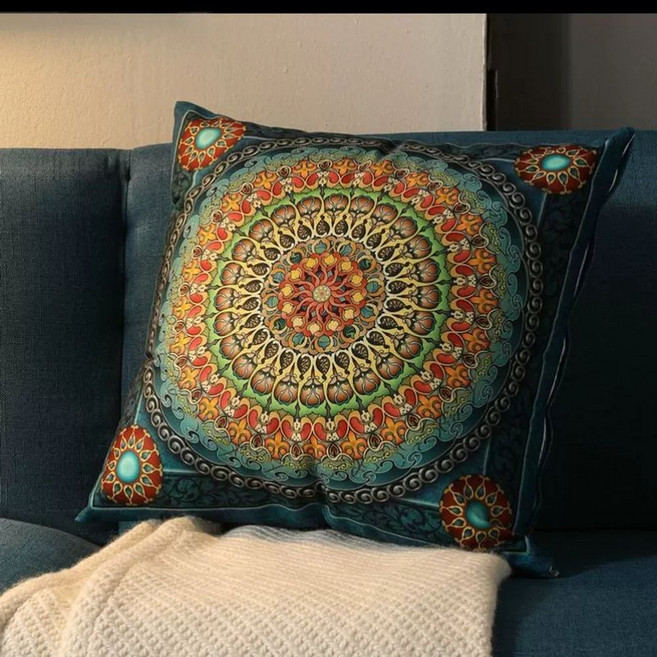 보헤미안 빈티지 타로 커버 디자인 에스닉 코끼리 사각 인도풍 쿠션 만다라, P16G59에스닉5