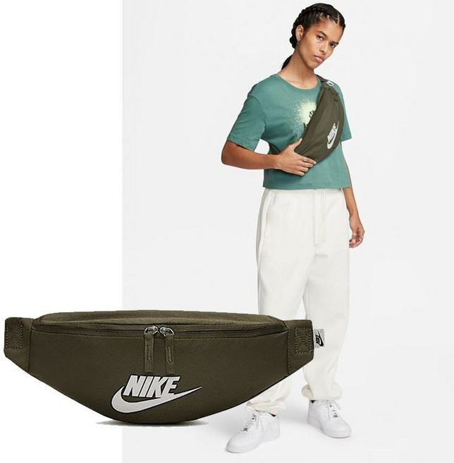 [국내백화점] 나이키 헤리티지 웨이스트팩 힙색 공용 미니 가방 브라운 카키, 상세 설명 참조, 사이즈:카키
