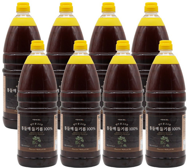 이장네 향이 참 고소한 대용량 업소용 통들깨 들기름 백퍼센트, 1.8L, 8개