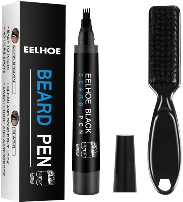 남자 화장품 수염 필링 펜 키트 증강 브러시 착색 쉐이핑 도구 방수 검은 갈색 머리 연필 수리 정리, 01 Black - 쿠팡