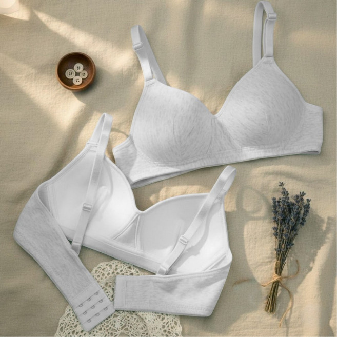 마이코야 여학생 노와이어 면 스판 브라 2종세트 3단계 주니어