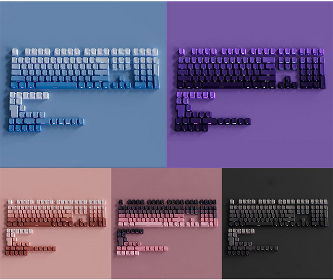 SMTONE VELOKEY 베로키 한글 측각 그라데이션 키캡 PBT 투광 이중사출 체리 프로파일 134키 측면 각인, 그레이그라데이션