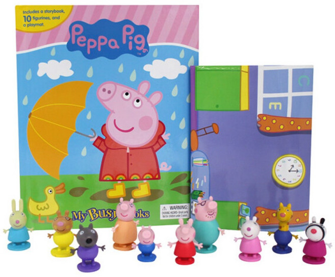 (Phidal Publishing Inc) Peppa Pig My Busy Book 페파 피그 비지북 피규어 책 (추천도서) -미니피규어 10개 놀이판 포함
