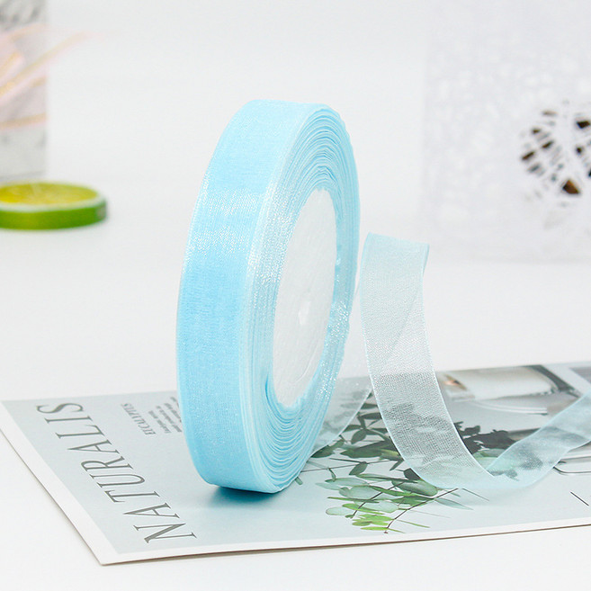 오간디 리본 쉬폰 리본끈 15mm 45m, BK27#라이트블루