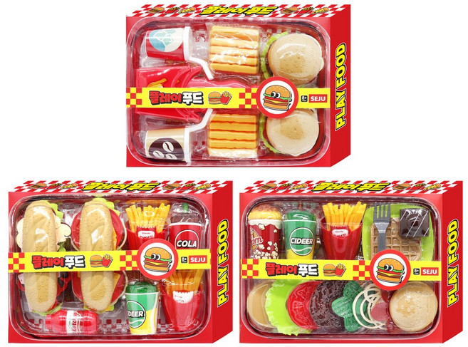 플레이푸드 햄버거 샌드위치 와플셋트 소꿉놀이, 1개, 랜덤