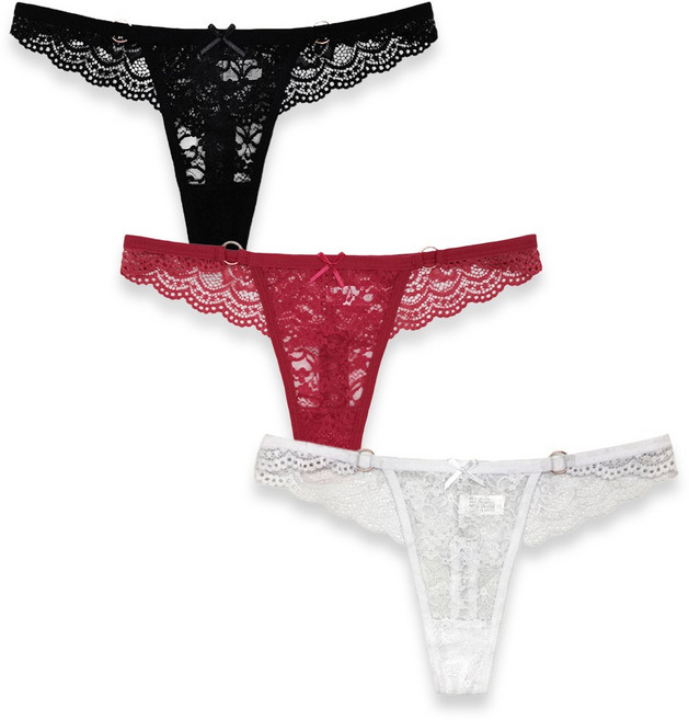 소프트홀릭 여성 달콤 섹시 레이스 티팬티 3종 세트