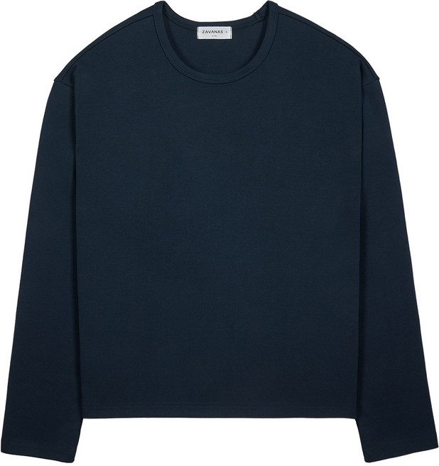 자바나스 어깨넓어보이는 16수 두께감 짱짱한 체형보완 세미 오버핏 크롭 긴팔 헤비 크롭 롱슬리브